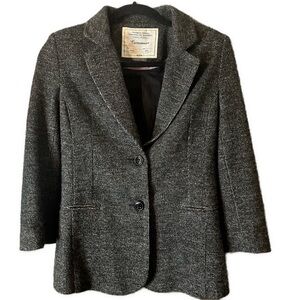 Anthropologie Cartonnier Grey Blazer Jacket Notch Lapel Single Breasted Sz M